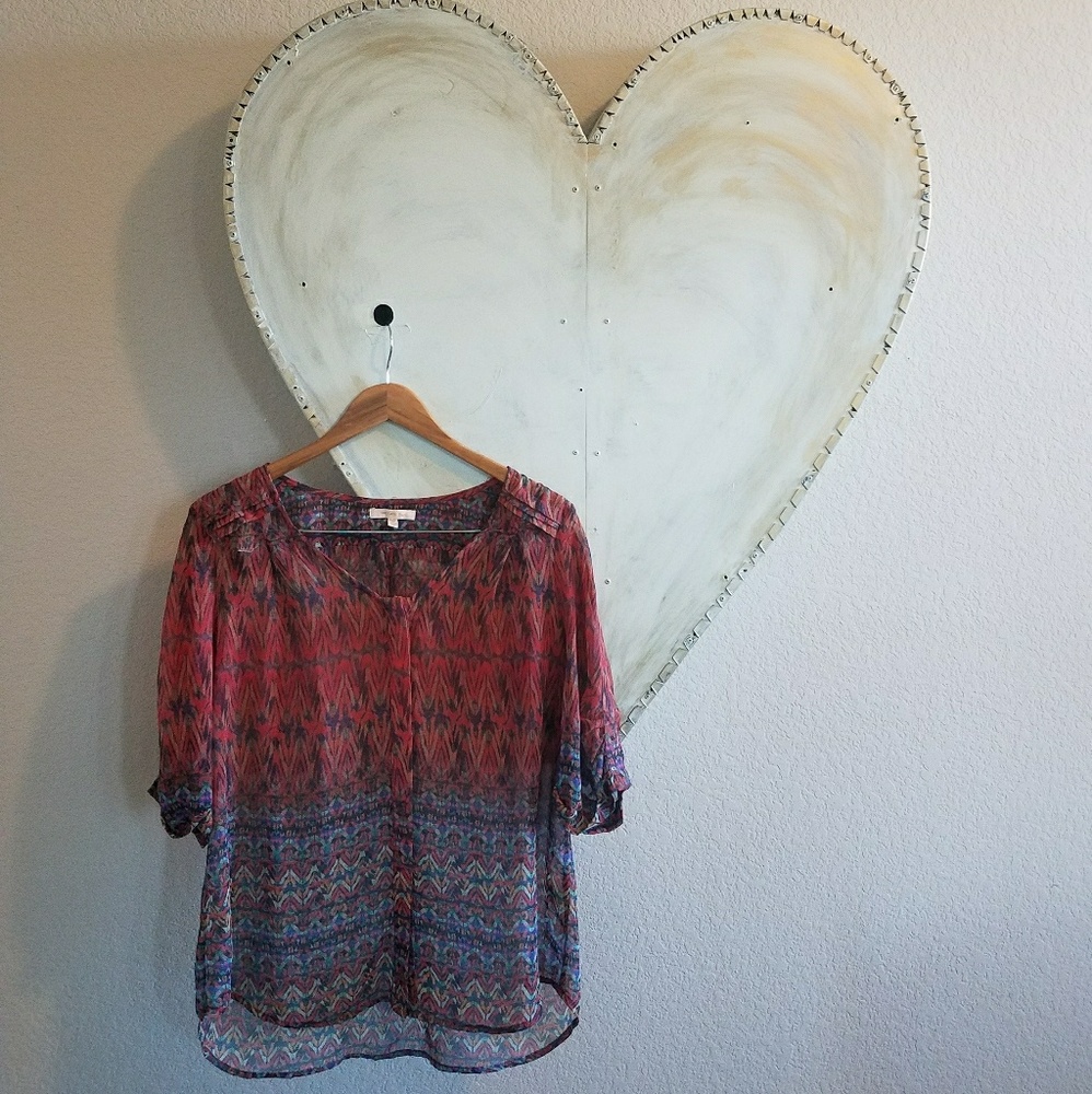 Skies Are Blue sheer boho blouse